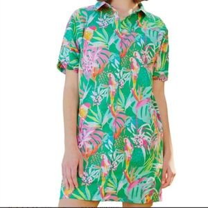 Michelle McDowell Dani in the trees green shirt short sleeve button up S dress